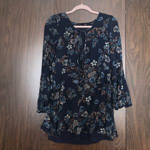 Blue Long bell sleeve mini dress